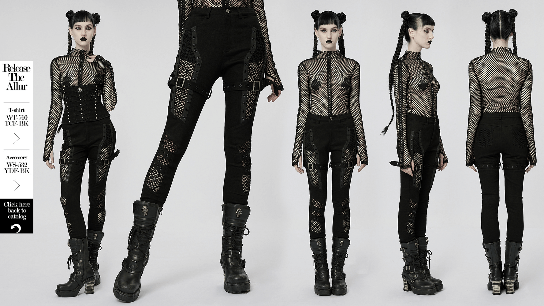 Stylish Gothic Trousers with Mesh Inserts for Women