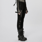 Stylish Gothic Trousers with Mesh Inserts for Women