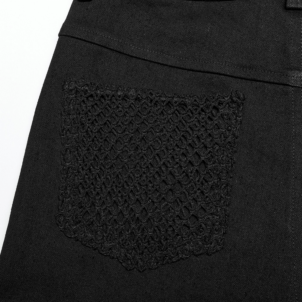Stylish Gothic Trousers with Mesh Inserts for Women