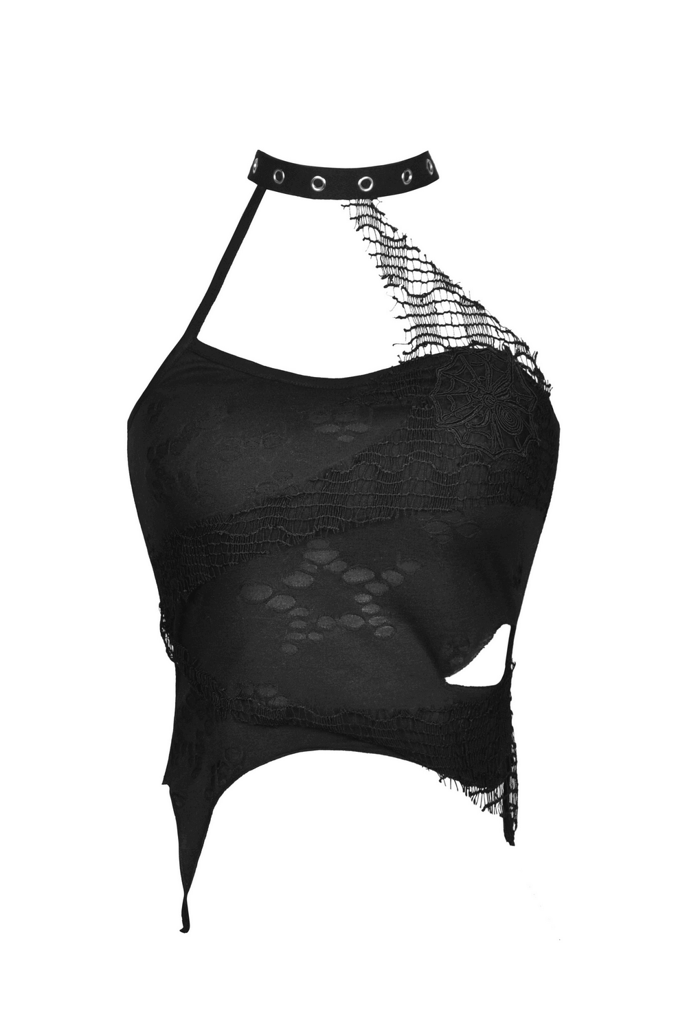 Stylish Halter Top with Asymmetrical Design and Lace-Up Back