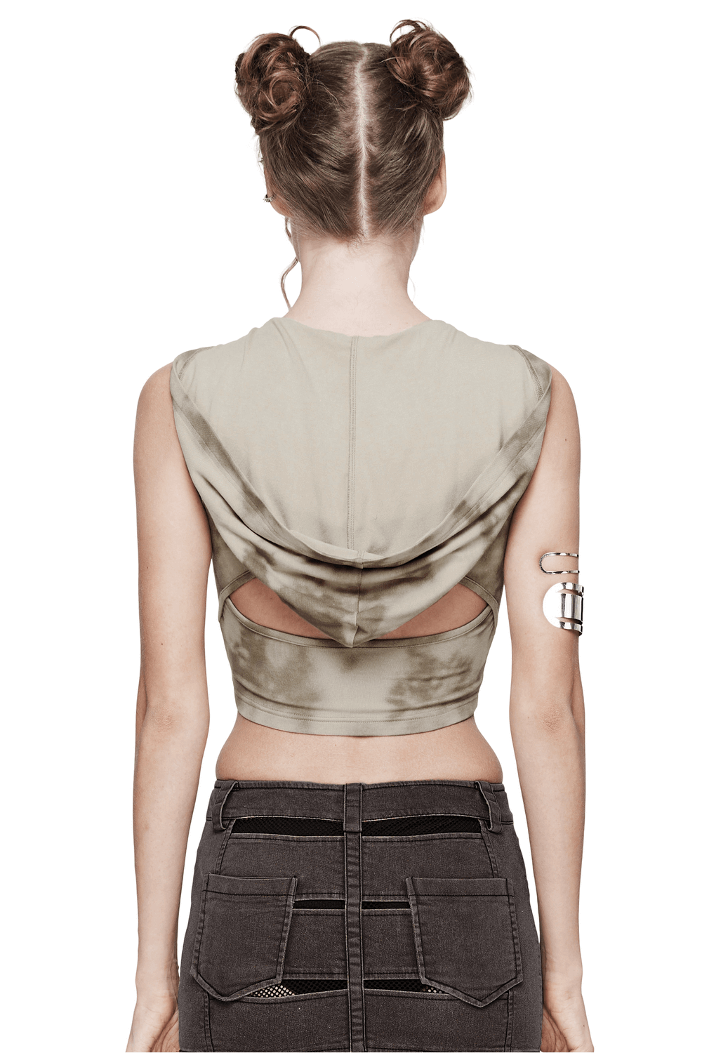 Stylish Hooded Crop Top with Open Back Design