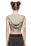 Stylish Hooded Crop Top with Open Back Design