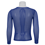 Stylish Men's Blue Mesh Top: Fashionable Long Sleeves