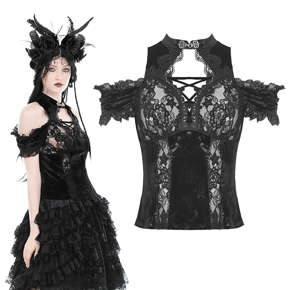 Stylish Off-the-Shoulder Lace Top with Beautiful Designs