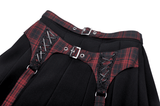 Stylish Plaid Pattern Mini Skirt with Black Buckles