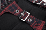 Stylish Plaid Pattern Mini Skirt with Black Buckles