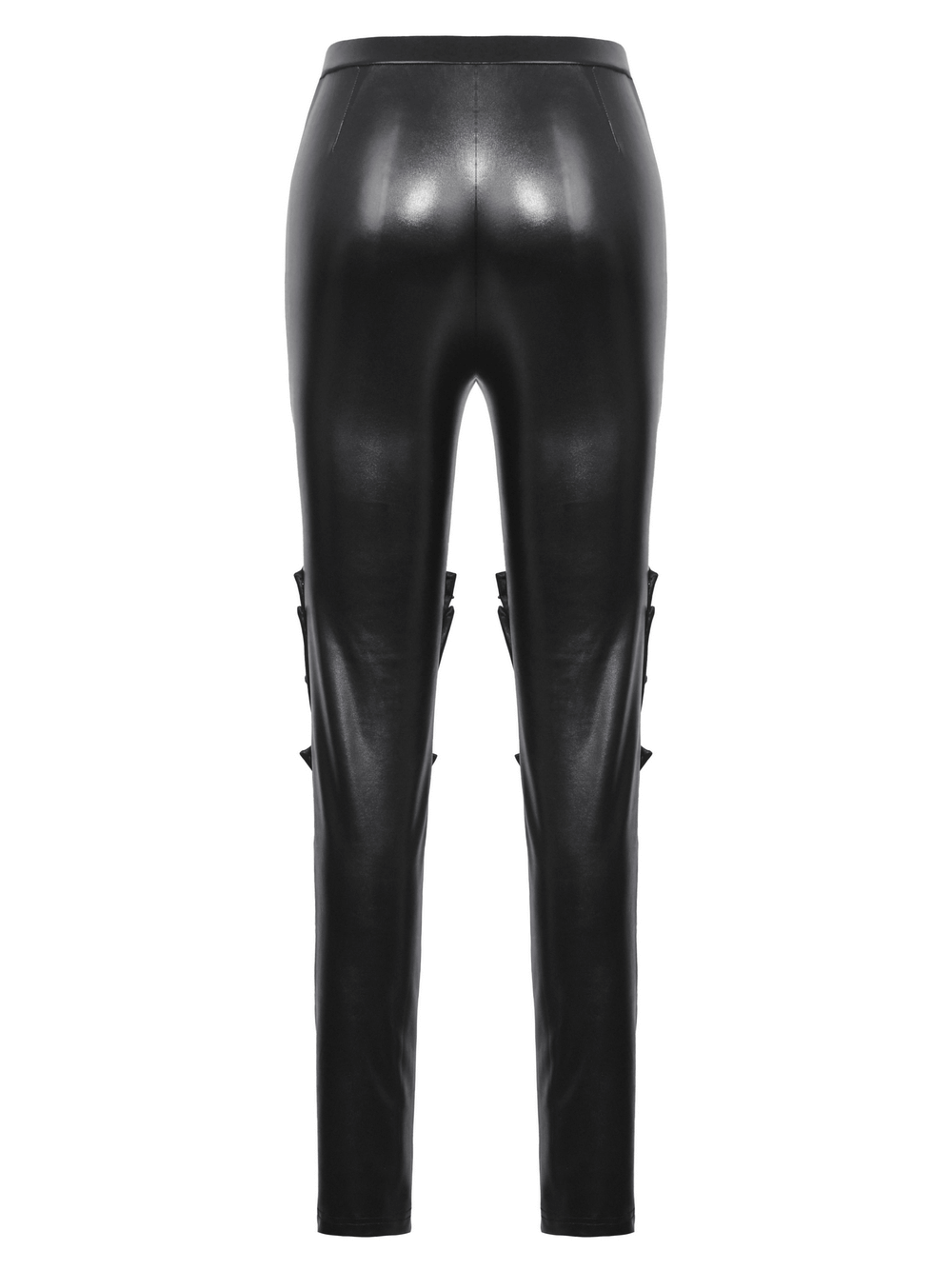 Stylish PU Leather Leggings with Sheer Mesh Details