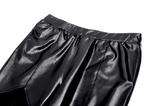 Stylish PU Leather Leggings with Sheer Mesh Details