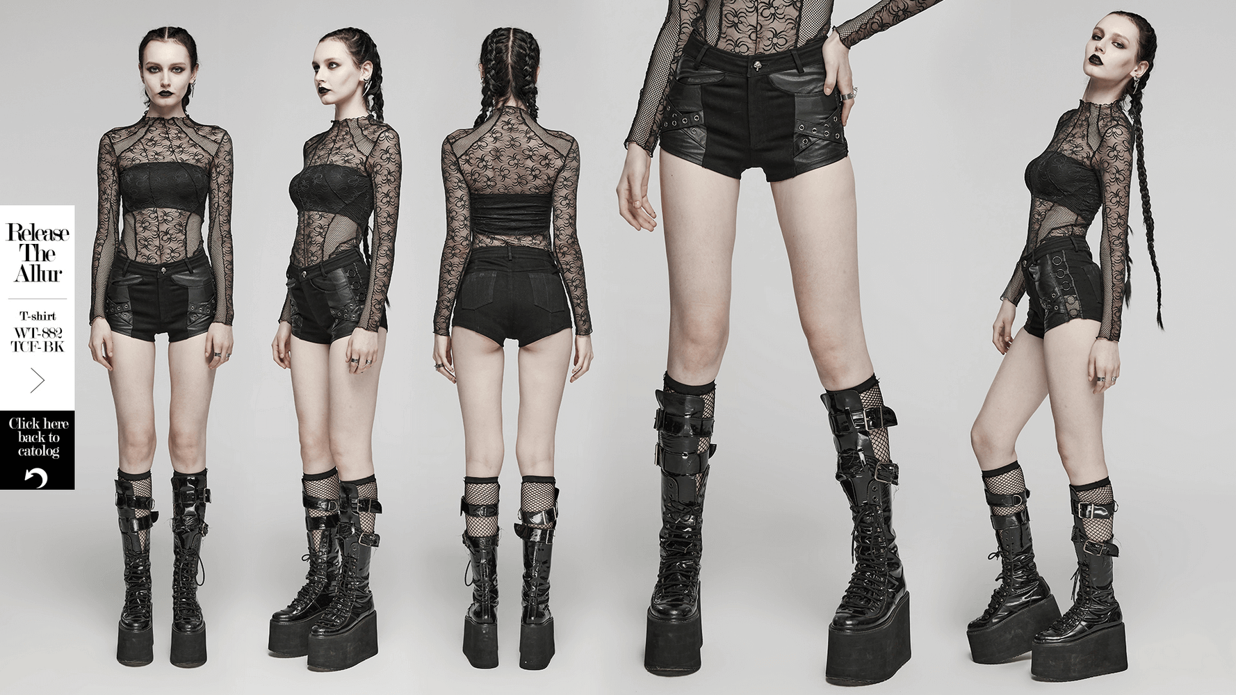 Stylish Punk Black Denim Shorts with Rivet Embellishments