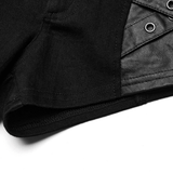 Stylish Punk Black Denim Shorts with Rivet Embellishments