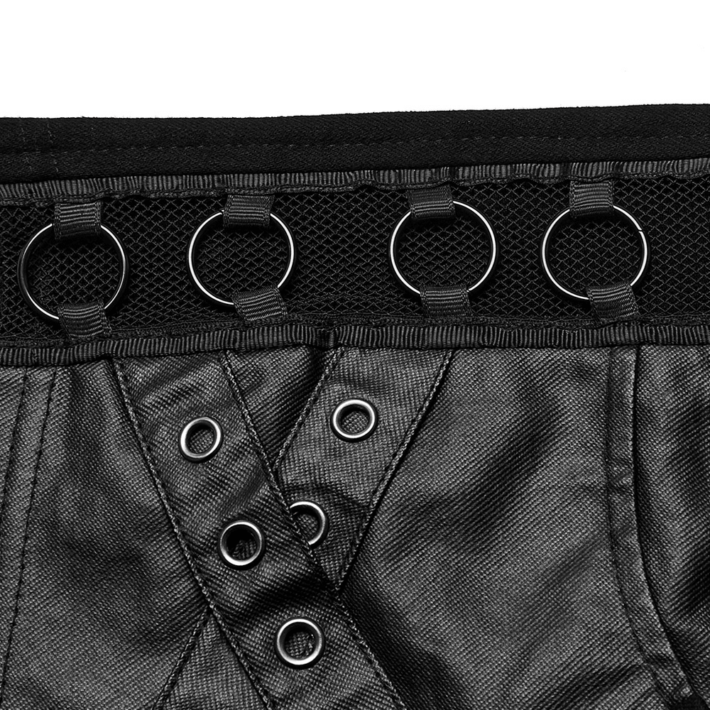 Stylish Punk Black Denim Shorts with Rivet Embellishments