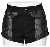 Stylish Punk Black Denim Shorts with Rivet Embellishments