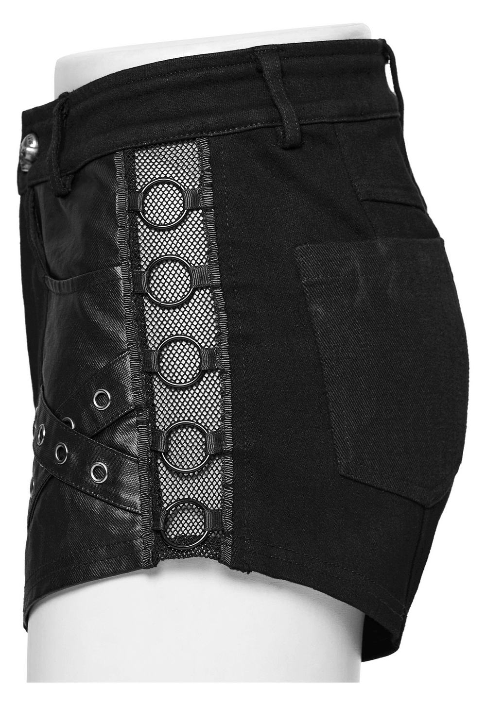 Stylish Punk Black Denim Shorts with Rivet Embellishments