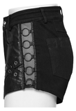 Stylish Punk Black Denim Shorts with Rivet Embellishments