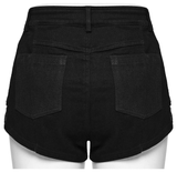 Stylish Punk Black Denim Shorts with Rivet Embellishments