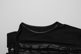 Stylish Punk Lace-up Crop Top with Mesh and Buckle