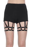 Stylish Rivet-Adorned High-Waisted Garter Shorts for Women