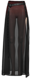 Stylish Sheer A-Line Maxi Skirt with High Slit and Belt