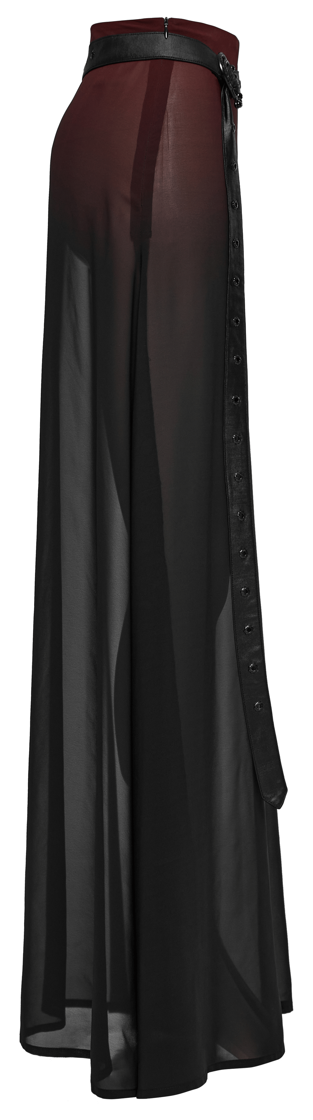 Stylish Sheer A-Line Maxi Skirt with High Slit and Belt