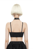 Sultry Black Bra for Women with Faux Leather Neck Strap