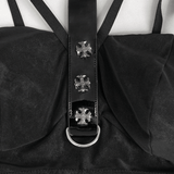 Sultry Black Bra for Women with Faux Leather Neck Strap