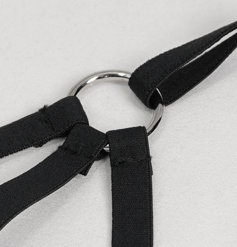 Sultry Black Bra for Women with Faux Leather Neck Strap