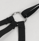 Sultry Black Bra for Women with Faux Leather Neck Strap