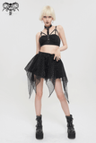 Sultry Black Bra for Women with Faux Leather Neck Strap