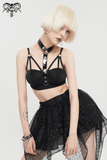 Sultry Black Bra for Women with Faux Leather Neck Strap