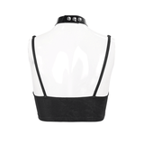 Sultry Black Bra for Women with Faux Leather Neck Strap