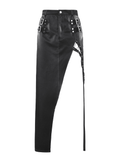 Synthetic Leather Asymmetrical Skirt with Buckles
