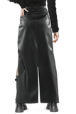 Synthetic Leather Asymmetrical Skirt with Buckles