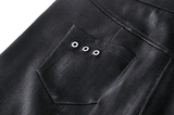 Synthetic Leather Asymmetrical Skirt with Buckles