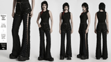 Tattered Punk Pants with Rose Detail and Split Legs
