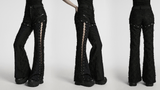 Tattered Punk Pants with Rose Detail and Split Legs