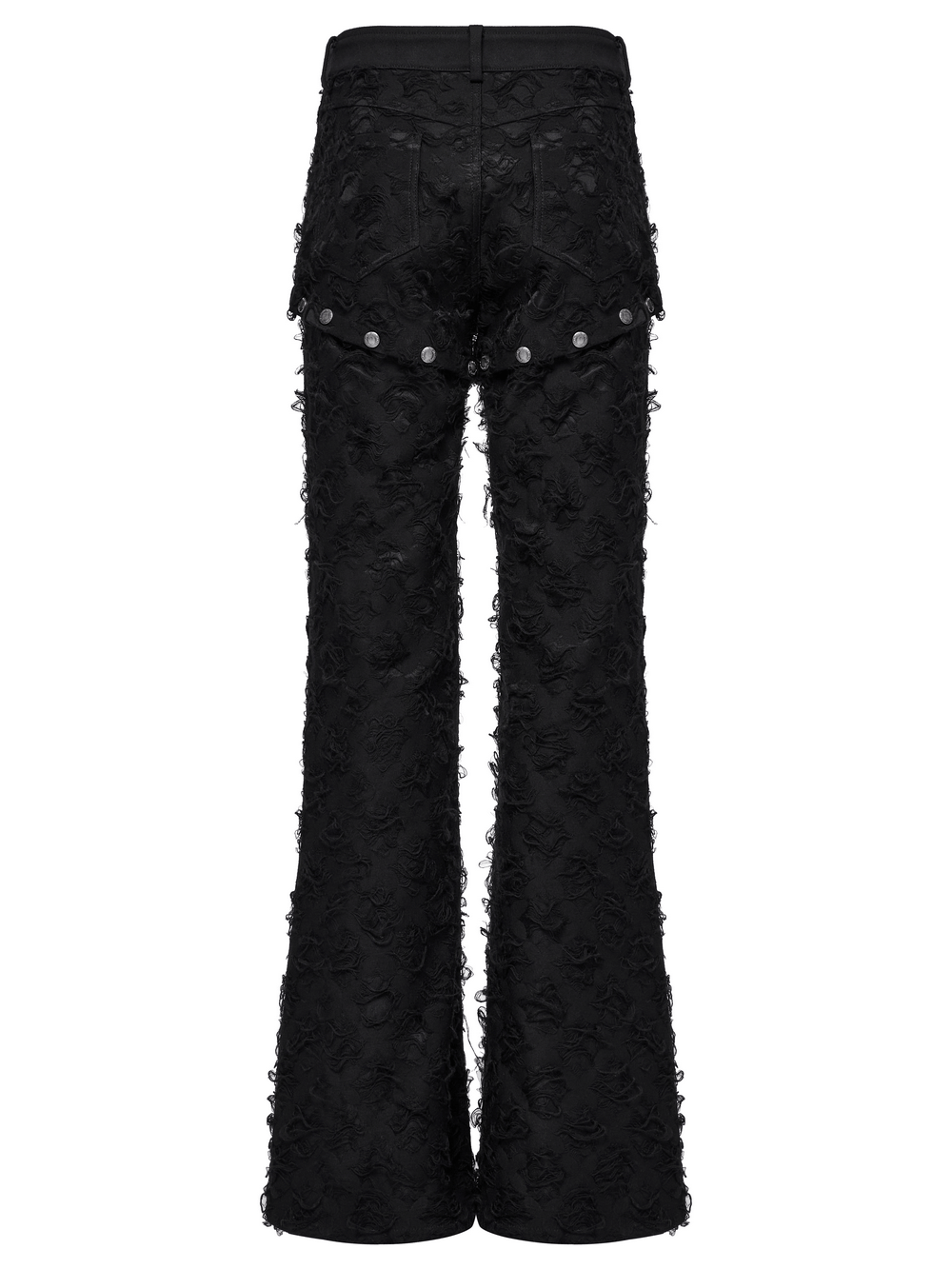 Tattered Punk Pants with Rose Detail and Split Legs