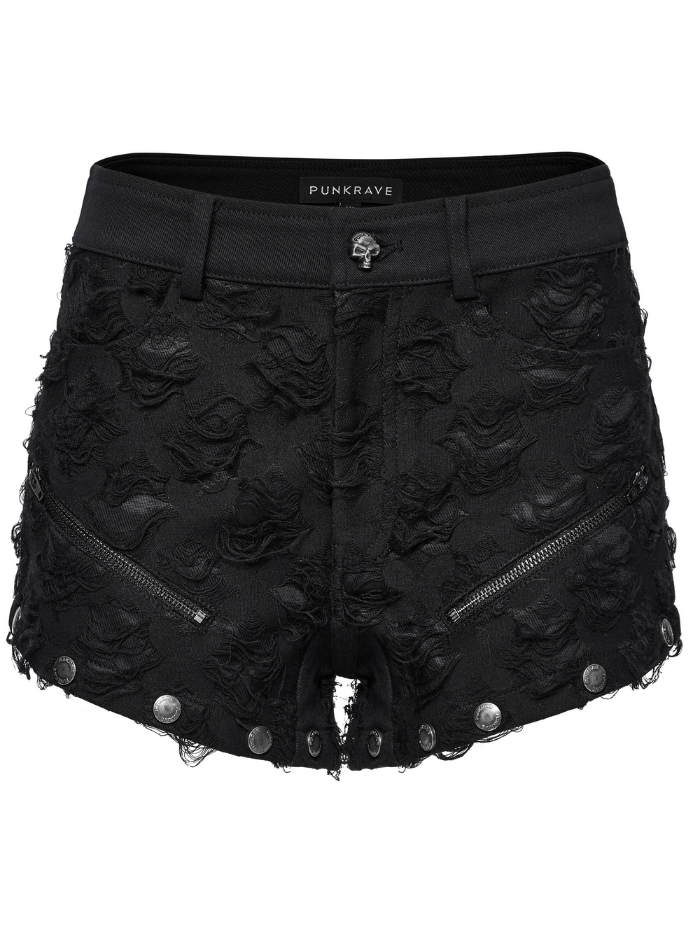 Tattered Punk Pants with Rose Detail and Split Legs