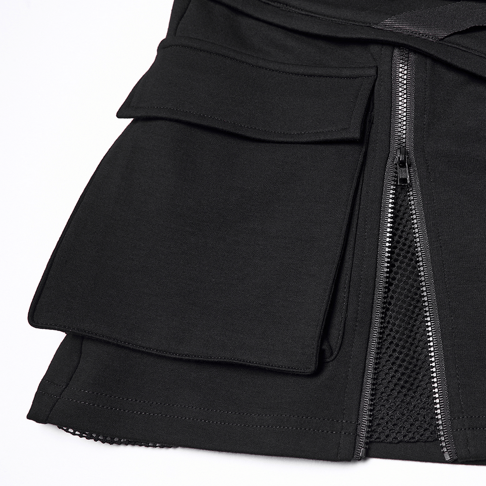 Techwear Punk Skirt with Functional Pockets and Zippers