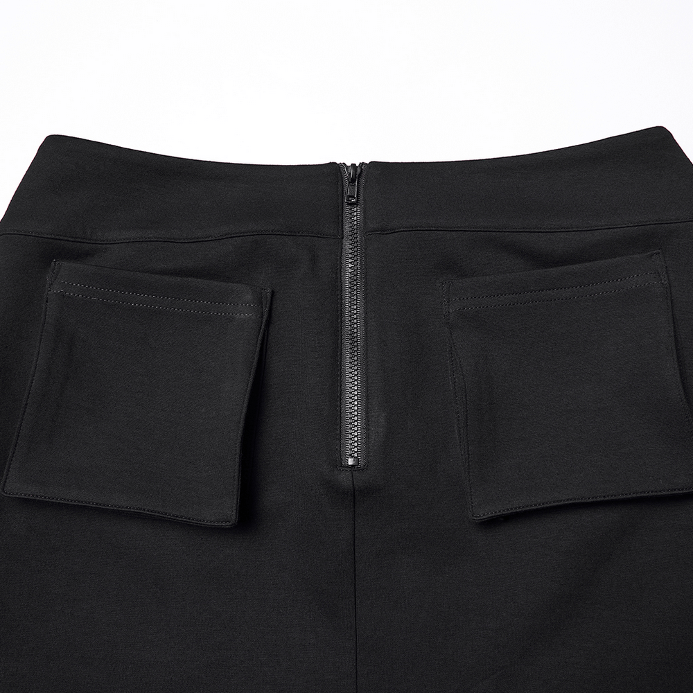 Techwear Punk Skirt with Functional Pockets and Zippers