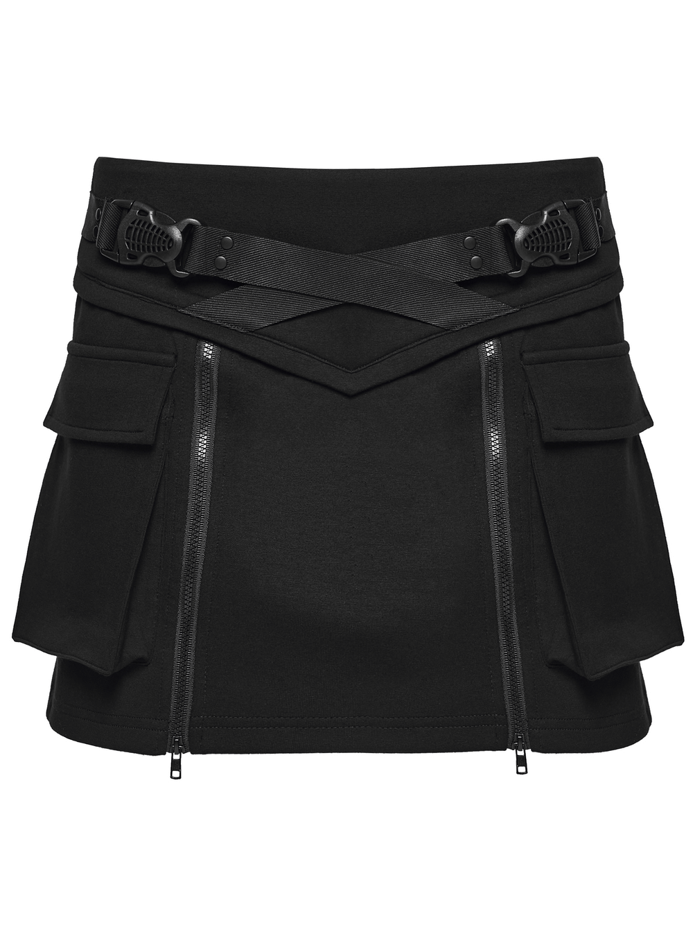 Techwear Punk Skirt with Functional Pockets and Zippers