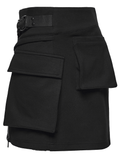 Techwear Punk Skirt with Functional Pockets and Zippers