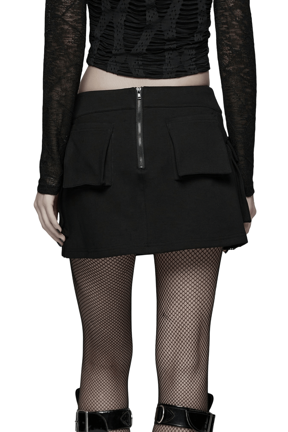 Techwear Punk Skirt with Functional Pockets and Zippers