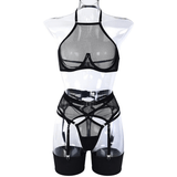 Transparent Mesh Lingerie With Bra And Panties / Women's Exotic 4-Piece Underwear Set - EVE's SECRETS