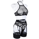 Transparent Mesh Lingerie With Bra And Panties / Women's Exotic 4-Piece Underwear Set - EVE's SECRETS