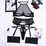 Transparent Mesh Lingerie With Bra And Panties / Women's Exotic 4-Piece Underwear Set - EVE's SECRETS