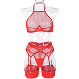 Transparent Mesh Lingerie With Bra And Panties / Women's Exotic 4-Piece Underwear Set - EVE's SECRETS