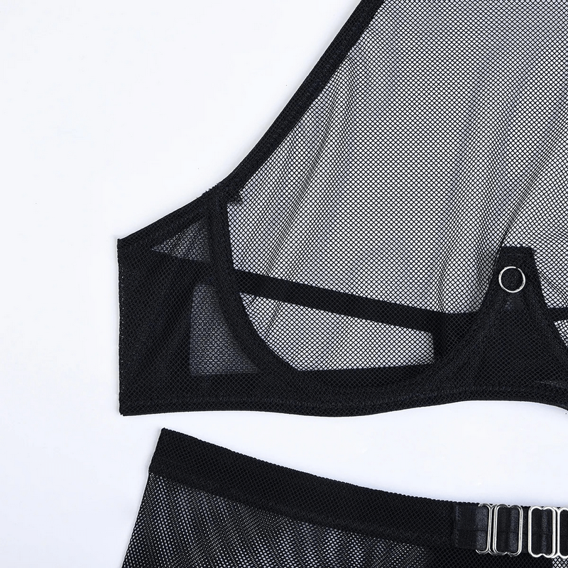 Transparent Mesh Lingerie With Bra And Panties / Women's Exotic 4-Piece Underwear Set - EVE's SECRETS