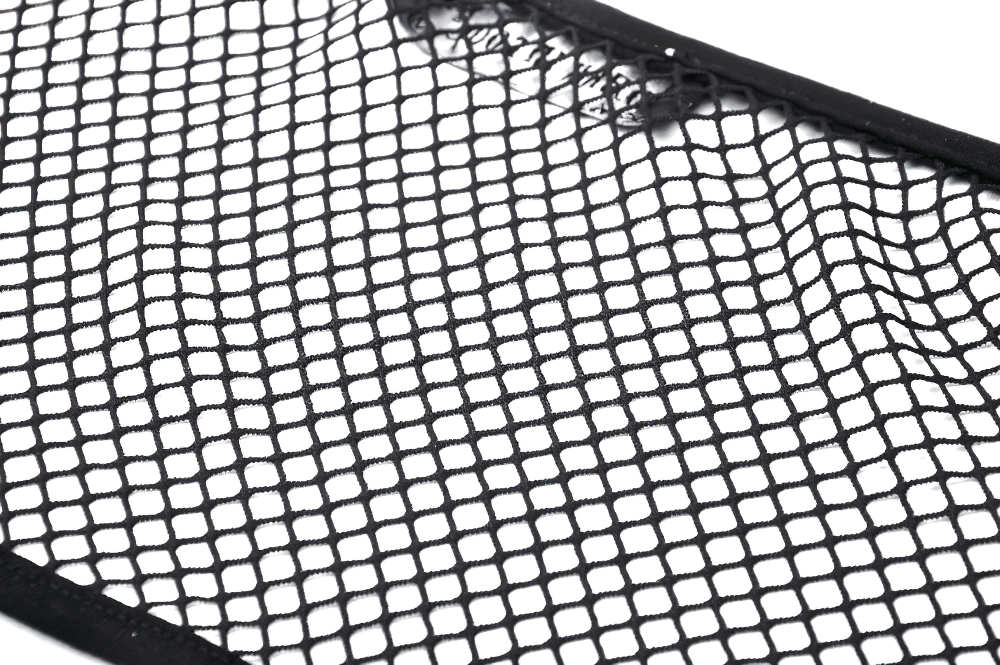 Trendy Black Long-Sleeve Fishnet Top with Buckles