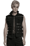 Trendy Cyberpunk Black Vest with Armored Back Panel