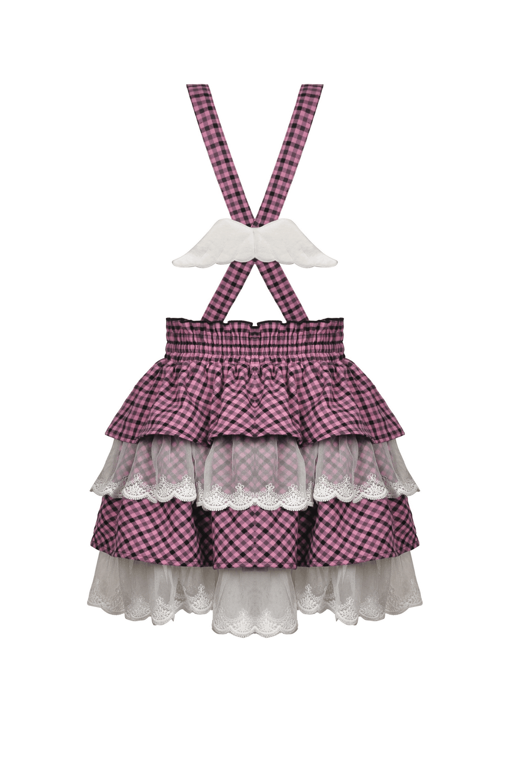 Trendy Pink Kawaii Pleated Skirt with Delicate Lace Details